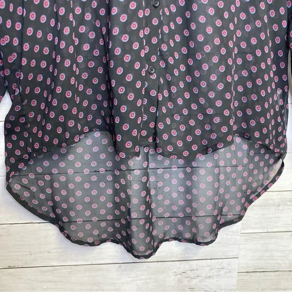 Free People Sheer Boho Button Down Blouse Size Medium - Picture 6 of 12